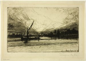 泰晤士河上的日落 作者 弗朗西斯·西摩·哈登（Francis Seymour Haden）