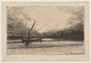 泰晤士河上的日落 作者 弗朗西斯·西摩·哈登（Francis Seymour Haden）
