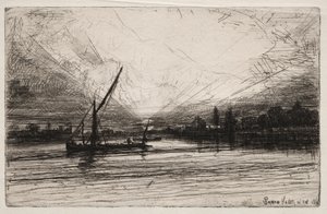 1862年在泰晤士河上的日落。 作者 弗朗西斯·西摩·哈登（Francis Seymour Haden）