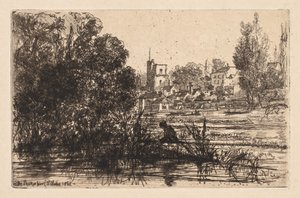特威克纳姆教堂，1865年。 作者 弗朗西斯·西摩·哈登（Francis Seymour Haden）