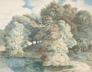 湖边的树，Peamore公园，德文郡埃克塞特附近，1790-1810。