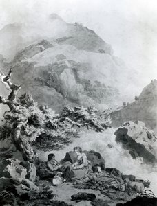 Jean-Jacques Rousseau的“NewHéloise”1786年的插图（带有wc的钢笔墨水）