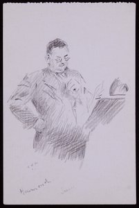 奥布里·哈蒙德（Aubrey Hammond）肖像，约1934年（纸上铅笔） 作者 弗朗西斯·威尔弗雷德·劳森