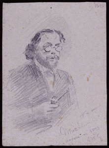 JT Micklethwaite的肖像，约1893年（纸上铅笔） 作者 弗朗西斯·威尔弗雷德·劳森