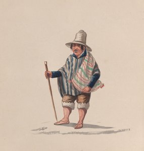 一个秘鲁人，来自一组描绘秘鲁服装的图画，约1848年。