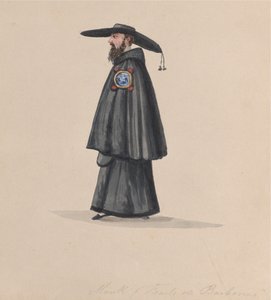 巴尔邦斯教团的一名僧侣，来自一组描绘秘鲁服装的图画，1848年。
