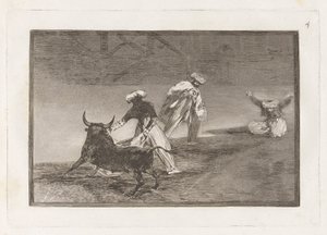 Capean otro encerrado（他们在围栏里玩另一种海角），图版 4，选自 La tauromaquia 作者 弗朗西斯科·德·戈雅