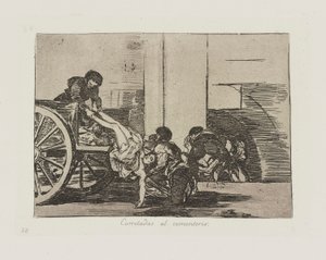 Carretadas al cementerio.(Cartloads to the Cemetery.），选自《Los desastres de la guerra》（战争的灾难）系列的第 64 插图 作者 弗朗西斯科·德·戈雅