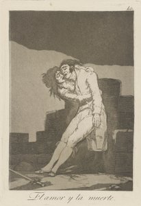 El amor y la muerte.(爱与死亡》（Love and Death.），第 10 插图，选自 "Los caprichos "系列。 作者 弗朗西斯科·德·戈雅