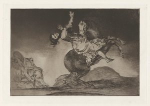 El caballo raptor (The Horse-Abductor)，又名 La mujer y el potro, que los dome otro (A Woman and a Horse, Let Someone Else Master Them)，选自 Los disparates (Los proverbios) 系列。 作者 弗朗西斯科·德·戈雅