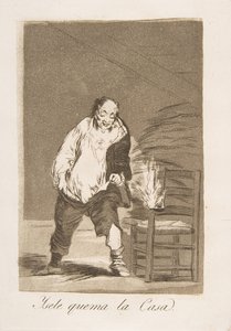 板块18来自《Los Caprichos》：他的房子着火了 Ysele quema la Casa.，1799。 作者 弗朗西斯科·德·戈雅
