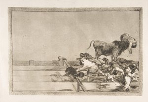 Tauromaquia的第21板块：1816年在马德里a ...环的前排发生的可怕事件。 作者 弗朗西斯科·德·戈雅