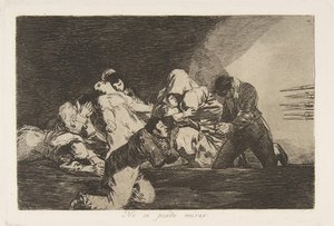 《战争灾难》第26页，《德拉瓜拉的损失：一个……》，1810-20，1863年出版。 作者 弗朗西斯科·德·戈雅