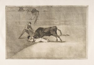 Tauromaquia的第33页：1816年Pepe Illo不幸在马德里的环形赛中死亡。 作者 弗朗西斯科·德·戈雅