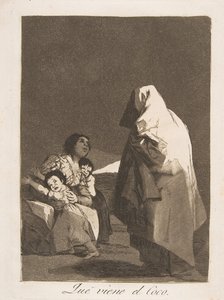 洛斯·卡普里科斯（Los Caprichos）的盘子3：柏忌人来了，可可（Coco。），1799年。 作者 弗朗西斯科·德·戈雅