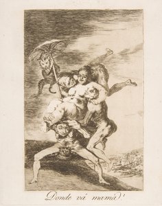 洛斯·卡普里科斯（Los Caprichos）的65号画板：1799年，妈妈去哪去了Dondevámamá。 作者 弗朗西斯科·德·戈雅
