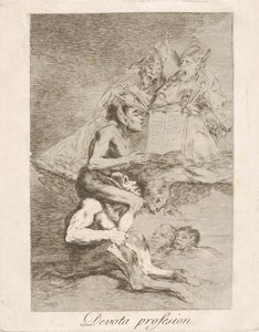 洛斯·卡普里科斯（Los Caprichos）的70号盘子：虔诚的职业Devota职业。1799年。 作者 弗朗西斯科·德·戈雅