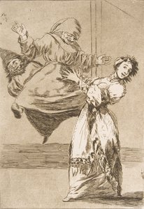 洛斯·卡普里科斯（Los Caprichos）的74号盘子：不要尖叫，愚蠢的没有沙哑，tonta，1799年。 作者 弗朗西斯科·德·戈雅