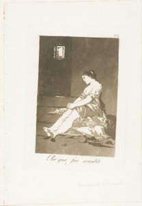 因为她是易受感染的，《Los Caprichos》第 32 版 作者 弗朗西斯科·何塞·德·戈雅 y Lucientes