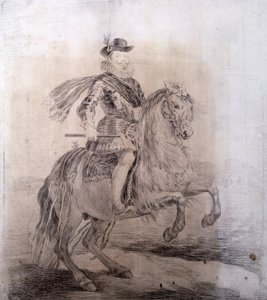 戈亚-卢西恩特斯，弗朗西斯科-德（1746-1828 年）。西班牙腓力三世骑马像》。1778.西班牙菲利普三世（1578-1621 年）。西班牙国王（1598-1621 年）。委拉斯开兹绘画的素描摹本。巴洛克艺术。绘画。西班牙。马德里（自治区）。马德里 作者 弗朗西斯科·何塞·德·戈雅 y Lucientes