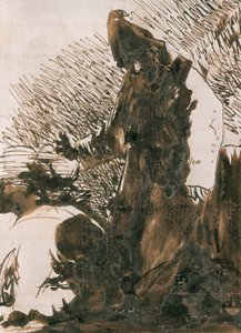 "匍匐在僧侣面前的人物"。Francisco de Goya y Lucientes（1746-1828 年）的水洗作品。1820.马德里。普拉多博物馆。 作者 弗朗西斯科·何塞·德·戈雅 y Lucientes