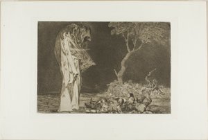 被幽灵吓坏的士兵》，选自《Disparates》，作为《Los Proverbios》中的板块 2 发表 作者 弗朗西斯科·何塞·德·戈雅 y Lucientes