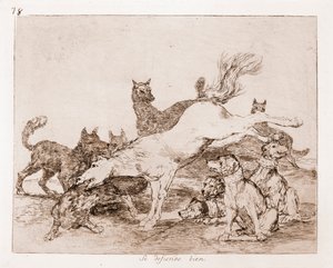 战争的灾难：他很好地捍卫了自己（根据预备画稿绘制的蚀刻版画 作者 弗朗西斯科·德·戈雅