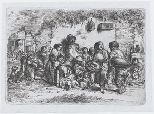 图版11：一群人在户外，来自《西班牙人的习俗和消遣》系列，1850年。 作者 弗朗西斯科·拉迈耶·贝伦格