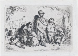 图版2：一群人在街上，可能是乞丐，来自《风俗与...》系列，1850年。 作者 弗朗西斯科·拉迈耶·贝伦格