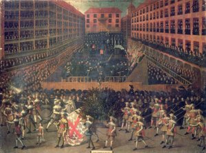 1656 年的 Auto de Fé（布面油画） 作者 弗朗西斯科日子