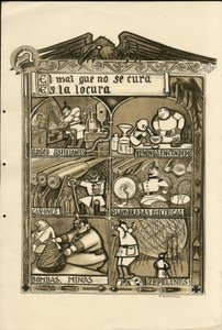 弗朗西斯科-桑查-伦戈（1874-1936）的插图--飞叶，大约在1915年--不治之症即是病症--14-18年战争，德国普鲁士，窒息性气体，西班牙文，外国媒体 作者 Francisco Sancha y Lengo