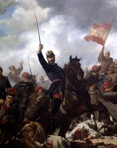 Juan Prim y Prats 将军（1814-70 年）在 1860 年的泰图安战役中 作者 弗朗西斯科·桑西·卡伯特