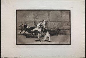 斗牛：1876年，公牛在环上捕获的荒野。 作者 弗朗西斯科·德·戈雅