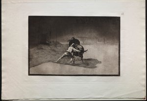 斗牛：  著名的 "马丁丘"（Martincho）用肢体动作摆放 "班德瑞拉斯"（Banderillas）斗牛场 作者 弗朗西斯科·德·戈雅