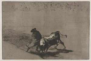 Bullfights：Falces的非常娴熟的学生，裹在海角，Tricks the Bull ...，1876年。 作者 弗朗西斯科·德·戈雅