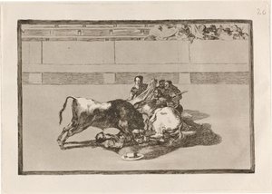 斗牛士被解下马鞍，倒在公牛脚下 (A Picador is Unhorsed and Falls under the Bull) 作者 弗朗西斯科·德·戈雅