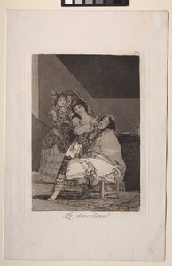Caprichos：  她蹂躏了他 作者 弗朗西斯科·德·戈雅