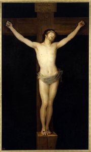 基督受难 弗朗西斯科·德·戈雅 (Francisco de Goya，1746-1828 年) 19 世纪的绘画作品。 2.55 x 1.54 m 马德里。 Musee Du Prado - 基督被钉十字架。 Francisco de Goya y Lucientes (1746-1828) 的绘画 作者 弗朗西斯科·德·戈雅