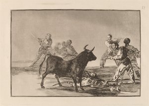 The Rabble Hamstring the Bull with Lances, Sickles, Banderillas and Other Arms. 作者 弗朗西斯科·德·戈雅
