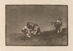 同一人在马德里的擂台上投掷公牛（The Same Man Throws a Bull in the Ring at Madrid）。 作者 弗朗西斯科·德·戈雅