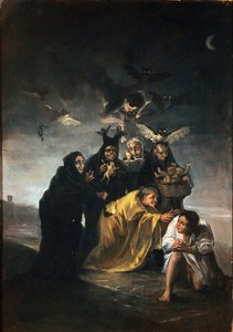 驱魔或女巫。弗朗西斯科-德-戈亚-卢西恩特斯（1746-1828）的画作。