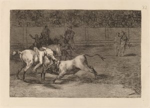 Mariano Ceballos, Alias the Indian, Kills the Bull from His Horse (马里亚诺-塞瓦略斯，别名印第安人，从他的马中杀死公牛) 作者 弗朗西斯科·德·戈雅
