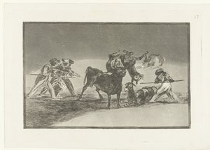 摩尔人与驴子斗牛
摩尔人与驴子保卫栓牛的帕伦克宫殿
La Tauromaquia（系列标题）
斗牛（系列名称） 作者 弗朗西斯科·德·戈雅