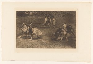 皮卡多用长矛刺向公牛
Un torero monté sur les épaules d