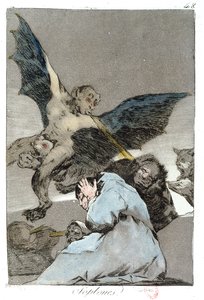 Soplones（Blast of Wind），18世纪晚期&39;Los Caprichos&39;的48号板块 作者 弗朗西斯科·德·戈雅