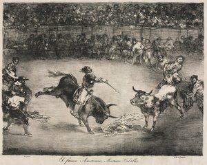 波尔多公牛队：著名美国人马里亚诺·塞瓦洛斯（Mariano Ceballos），1825年。 作者 弗朗西斯科·德·戈雅