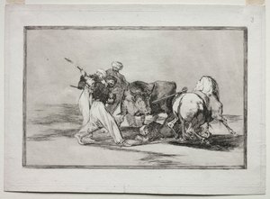 摩尔人定居在西班牙，放弃了《古兰经》的迷信，采用了这项艺术...，1815-1816 作者 弗朗西斯科·德·戈雅