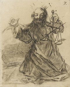 钢笔比剑更强大，1819-28（黑色粉笔在纸上） 作者 弗朗西斯科·德·戈雅