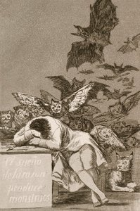 弗朗西斯科-戈雅的《理性的睡眠产生了怪物》（The Sleep of Reason Produces Monsters）。 作者 弗朗西斯科·德·戈雅