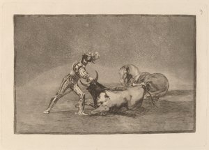 西班牙骑士在失马后杀死公牛》（Un caballero espanol mata un toro despues de haber perdido el caballo） 作者 弗朗西斯科·德·戈雅